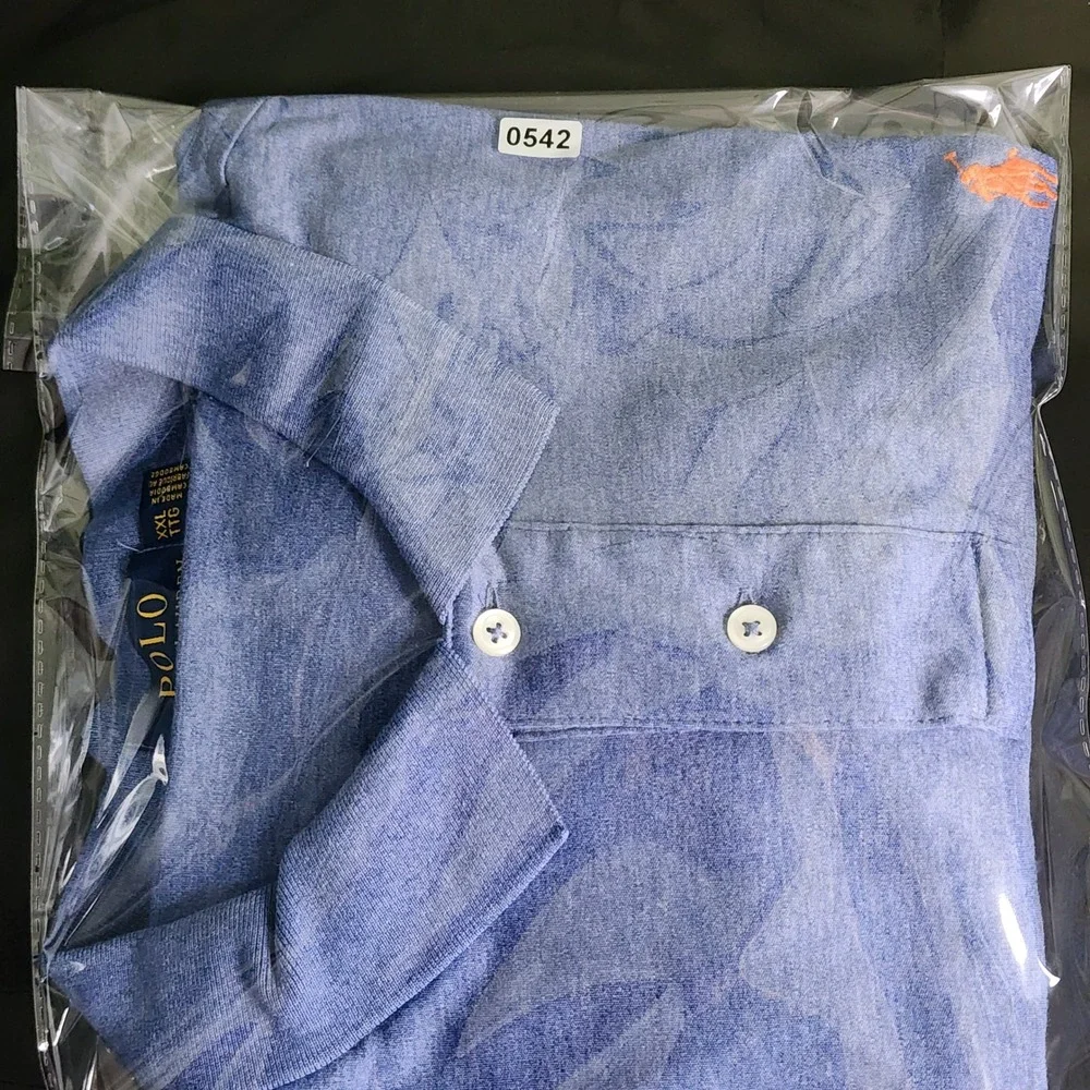 Polo Ralph Lauren Polo Shirt Mens XXL Pima Soft Touch Blue Orange Pony Excellent